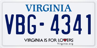 VA license plate VBG4341