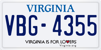 VA license plate VBG4355