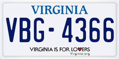 VA license plate VBG4366