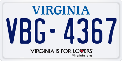 VA license plate VBG4367