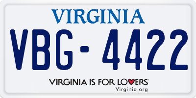 VA license plate VBG4422