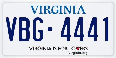 VA license plate VBG4441