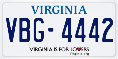 VA license plate VBG4442
