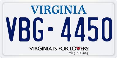 VA license plate VBG4450