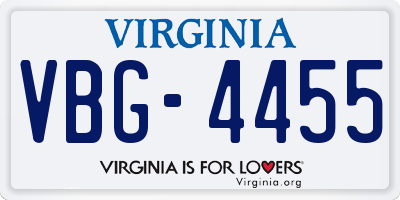 VA license plate VBG4455