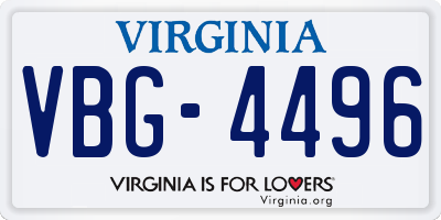 VA license plate VBG4496