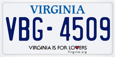 VA license plate VBG4509
