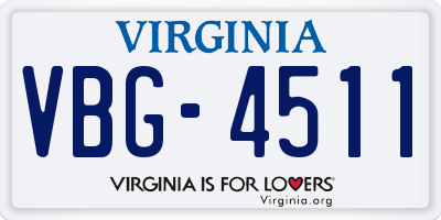 VA license plate VBG4511