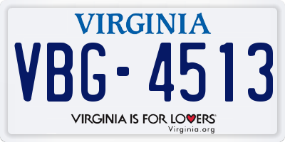 VA license plate VBG4513