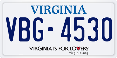 VA license plate VBG4530