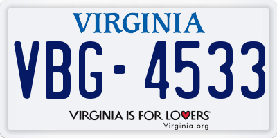 VA license plate VBG4533
