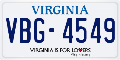 VA license plate VBG4549