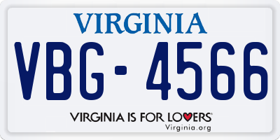 VA license plate VBG4566