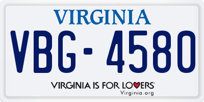 VA license plate VBG4580