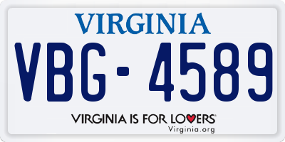 VA license plate VBG4589