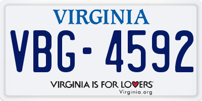 VA license plate VBG4592