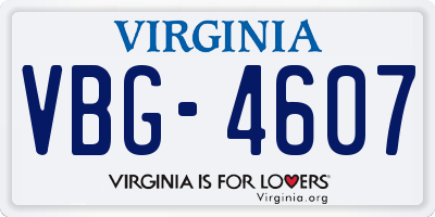 VA license plate VBG4607