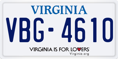 VA license plate VBG4610
