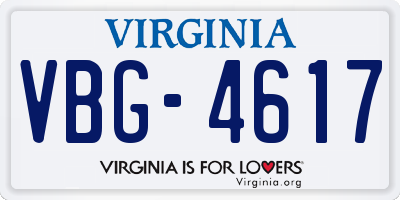 VA license plate VBG4617