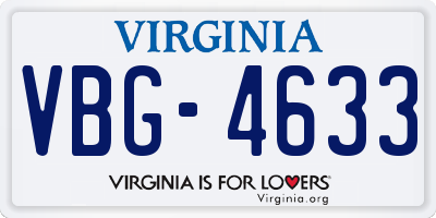 VA license plate VBG4633