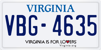 VA license plate VBG4635