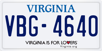 VA license plate VBG4640