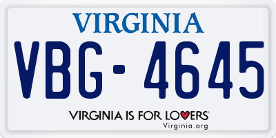 VA license plate VBG4645