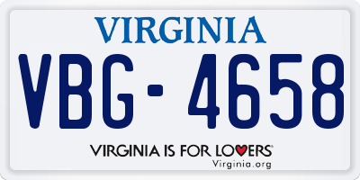 VA license plate VBG4658