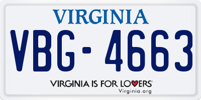 VA license plate VBG4663