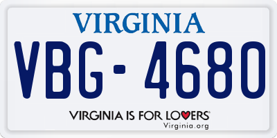 VA license plate VBG4680