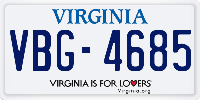 VA license plate VBG4685