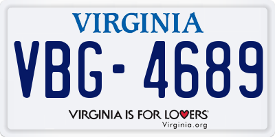 VA license plate VBG4689