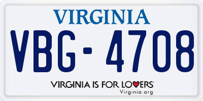 VA license plate VBG4708