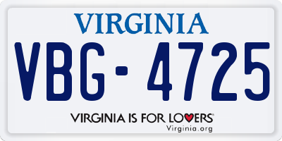 VA license plate VBG4725