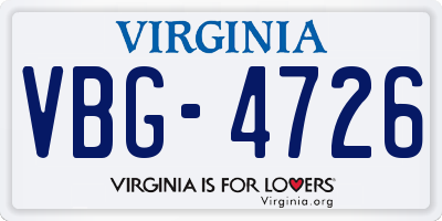 VA license plate VBG4726