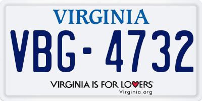 VA license plate VBG4732