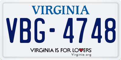 VA license plate VBG4748