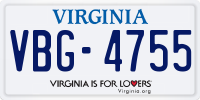 VA license plate VBG4755
