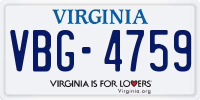 VA license plate VBG4759