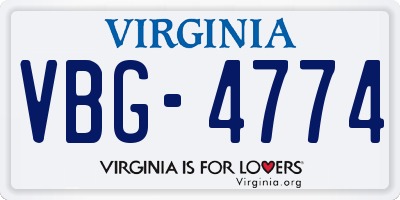 VA license plate VBG4774
