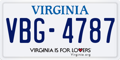 VA license plate VBG4787