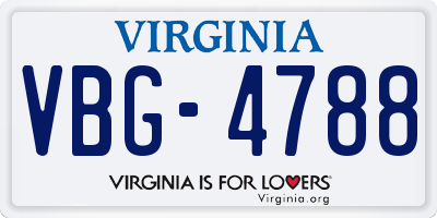 VA license plate VBG4788
