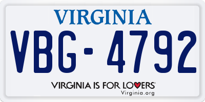 VA license plate VBG4792