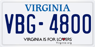 VA license plate VBG4800