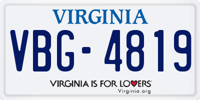 VA license plate VBG4819