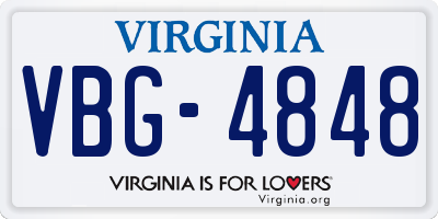 VA license plate VBG4848