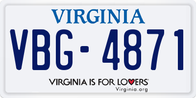 VA license plate VBG4871