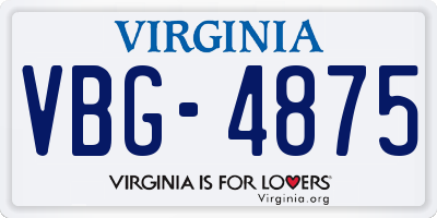 VA license plate VBG4875