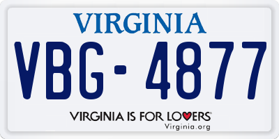 VA license plate VBG4877