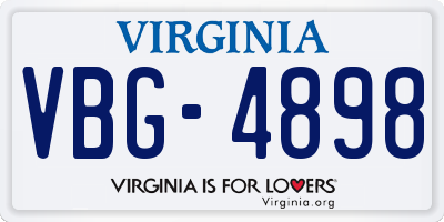 VA license plate VBG4898